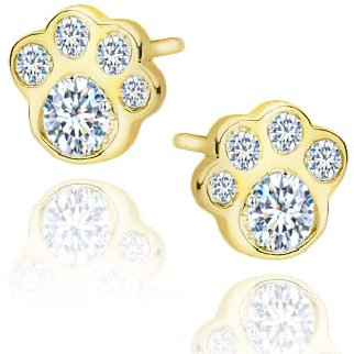 MENNICA BYDGOSKA Ohrstecker Silber 925 Vergoldet Pfoten mit Diamant Zirkonia für Mädchen Damen Nickelfrei Ohrstecker zum Geburtstagsgeschenk