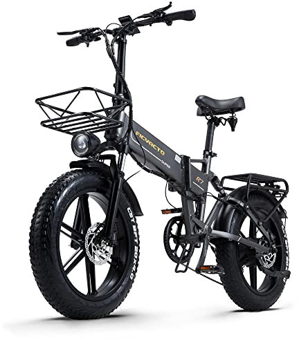 Ficyacto E-Bike, 20''Fetter Reifen Elektrofahrrad,48V/16AH Batterie und 7-Gang Ebike für Damen und Herren Pedelec