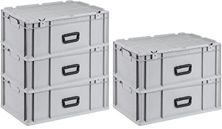 PROREGAL SuperSparSet 5x Eurobox NextGen Portable | HxBxT 23,5x40x60cm | 44 Liter | Eurobehälter, Transportbox, Transportbehälter, Stapelbehälter