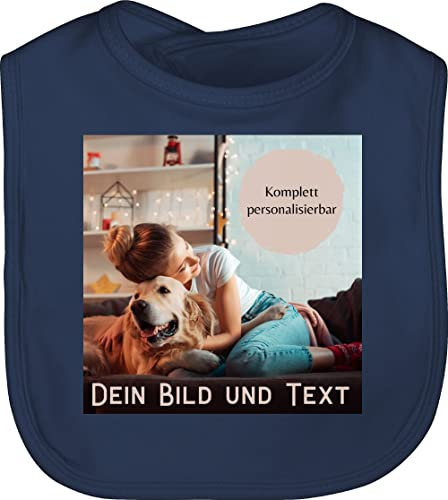 Baby Lätzchen - eigenem - Foto Bild Geschenk I Dein Bild und Text - Unisize - Navy Blau - schlabberlätzchen selbst drucken photo latz weiss zum bedrucken selber gestalten fotos babylätze
