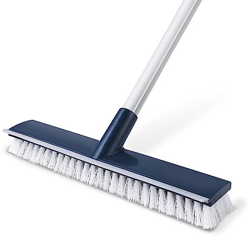 BOOMJOY Bodenscheuerbürste mit 144,8 cm langem Griff, 30,5 cm breitem Kopf, 2-in-1-Schaber und Bürste, steife Borsten für die Reinigung von Bad, Terrasse, Küche, Fliesen, Wand und Deck