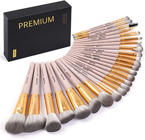 MAANGE de 25 pinceaux de maquillage professionnels pour fond de teint, visage, yeux, lèvres, fard à paupières avec boîte cadeau noire