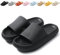 Calish Ciabatte Uomo Donna Casa Aperte Pantofole Comode Slide Ciabatte Nuvole Ultra Morbide Pantofola Sandalo Estive Ciabatte da Mare Spiaggia Piscina Unisex, Nero, 46-47 EU