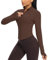 QUEENIEKE Damen Sportjacke Laufjacke mit Lycra Elasthan – Zip-Up Trainingsjacke für Gym Tops Yoga Fitness BBL Running-Jacken (Stadtbraun, 34-36)