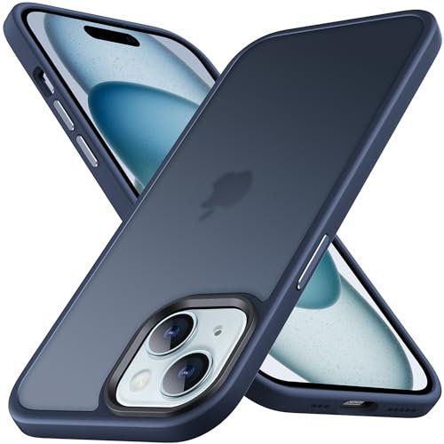 Anqrp Zero Seriesr für iPhone 15 Hülle, Minimalistische Transluzente Matte Schutzhülle, Military Stoßfest Handyhülle für iPhone 15 mit Silikon 6,1 Zoll, Dunkel Blau