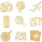 OLYCRAFT 9 Stück 4x4cm Goldene Metallaufkleber Reisethema Aufkleber Selbstklebende Flugzeugkarte Reisepass Aufkleber Goldene Epoxid Aufkleber Für DIY Sammelalben Epoxidharz Wasserflaschen Dekor