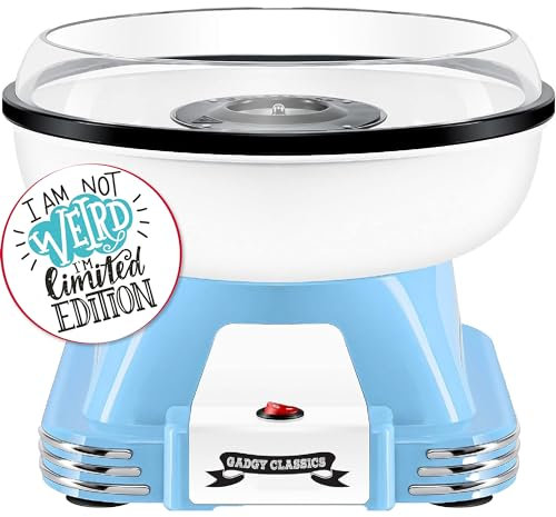 Gadgy Zuckerwattemaschine für zuhause - Zuckerwatte Maschine für Zucker oder Bonbons - Cotton Candy Machine - Zuckerwatte für Kinderfest, Geburtstag und Party - blau