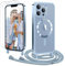 Ethanger Handyband für iPhone 13 Pro Hülle mit Band + 2 Stück Glas Schutzfolie Transparent Silikon Handyhülle Magnetische Schutzhülle für iPhone 13 Pro Blau