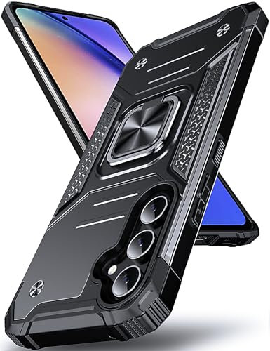 DASFOND Armor Hülle für Samsung Galaxy A54 5G Case Militär Stoßfest Handyhülle [Upgrade 2.0] 360 Grad Metal Ring Halter Ständer Schutzhülle [für Handyhalterung Auto Magnet], Schwarz