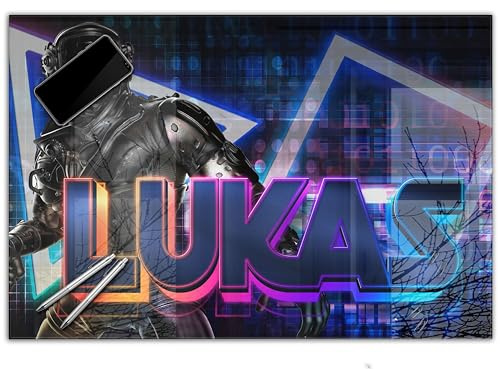 Gaming Schreibtischunterlage personalisiert mit Namen | 60 x 40 cm Neon 3D | wasserfeste Schreibunterlage, abwischbar, hochwertiges Acrylglas, Gamer Teenager Kunststoff