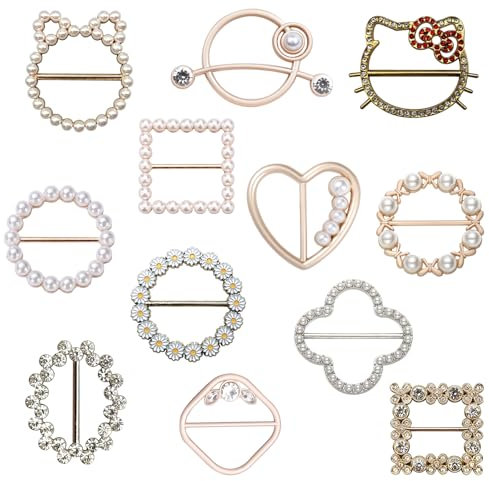 12 Stück Kleidung Ecke Geknotet Schnalle, Damen Schalringschnalle Damen Metall T Shirt Clip Strass-Schalschnalle Geknotete Ringschnalle Gürtelschnalle, Für Damen Mädchen Schal Kleidung