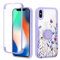 Yoedge Kickstand Phone Case for iPhone XS Max 6.5, 360°Rotatable Magnetic Ring Holder Cases,Full Body Shockproof Silicone TPU Back Cover with Built-in Screen Protector,Color Flower