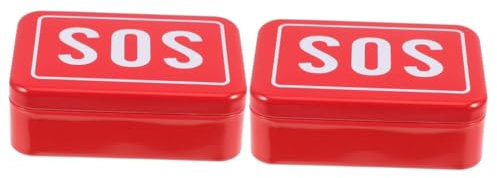 2St Dose aus Weißblech erste-hilfe-set medizinschrank Medizinische Notfallbox Medizinbox für Outdoor-Aktivitäten Medizinkoffer aus Metall tragbarer Medizinkoffer Fall rot Amosfun