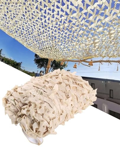 DSKJHI Filet de Camouflage Beige, Filet Camouflage Pergola Sable 3x3.5m 3x4m 3x5m 2x5m 4x6m 4x4.5m 2x12m 6x5m Voile de Ombrage Protection Solaire(2x6.5m)