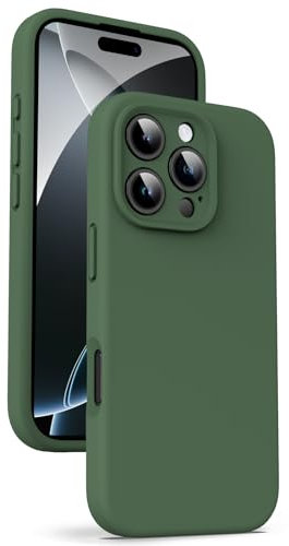 Supdeal Liquid Silicone Case for iPhone 16 Pro - [Camera All-Round Protection] [Soft Microfiber Lining Anti-Scratch] 4 Layer Full Covered Shockproof Gel Rubber Phone Case Cover, 6.3, Green