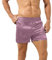 Pantaloncini da bagno da uomo, lunghezza corta, in raso, lucido, vestibilità normale, boxer, Colore: rosa., XL