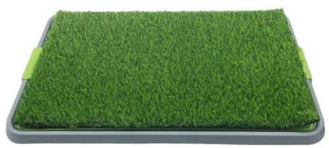 Zjyufy Dog Grass Pad with Tray, Dog Toilet Tray with Artificial Grass Protable Puppy Toilet Training Mat for Indoor/Outdoor, Reusable Fake Pee Grass for Dog to Pee on Dog Litter Box