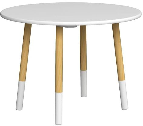 URBNLIVING Kids Wooden Portable White Table, Lightweight and Anti-Slip, Round Seat for Toddlers, Small Children, Home Decor for Desk, Nursery, Kitchen, Bedroom, Play Room Furniture