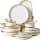 LYHYDMA Vajillas Completas Juego de vajilla de Porcelana Blanca Brillante Dorada, Juego de Platos y Cuencos de cerámica, vajilla for el hogar y el Hotel para Cocina Comedor(Bright B4people Set)