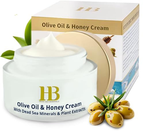 HB Dead Sea Minerals Olivenöl & Honig Gesichtscreme – Feuchtigkeitsspendende gesichtscreme damen für weiche Haut | moisturizer face & gesichtspflege | anti aging creme frauen | 50ml