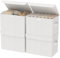 GUOHNHE Juego de 4 Cajas de Almacenamiento con Tapa, Cestas de Almacenaje para Estantes con 2 Asa, Plegables Contenedores de Tela, para Dormitorio, Sala de Estar, 26 x 20 x 17 cm, Blanco, XSNY12WS-4