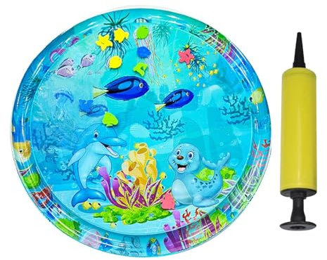 Ungtyb Cat Water Mat, Toy Pad with Animal Design, Inflatable Cooling Artifact, Thickened Splash, Play Pool for Pets, Summer Enrichment Fun Indoor Outdoor Use, 25.59 x 21.65 Inches