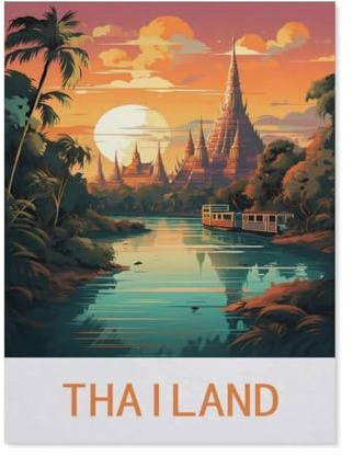 YYHMKBYY，Jigsaw Puzzle 1000 Pieces for Adults，Thailand Vintage Travel Poster，Large Puzzle Game Artwork for Adults Teens（50x70cm）-N81