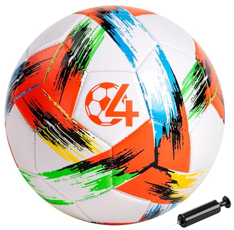 Vastoy Fußball Größe 3&4, Fussball für Kinder 3-12 Jahren, Kinderfussball | Fußball mit Handpump & Netz, Trainingsbälle mit bunten Motiven, für Innen Außen Geschenk für Jungen & Mädchen