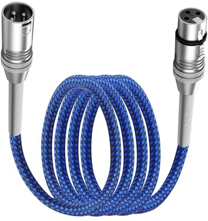 LANMINGLEL XLR Kabel,3 Pin XLR Mikrofonkabel,Metallfeder XLR Stecker auf Buchse kabel,für Studioaufnahmen, Audiomixer, Bühnenbeleuchtung, blau (2M)