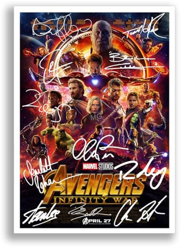 The Avengers All Movie Film Posters Cast Signed A4 Poster Photo Print Framed Autograph Gift Robert Downey Jr, Chris Evans, Mark Ruffalo, Chris Hemsworth (Avengers Infinity War A3 Poster Only)