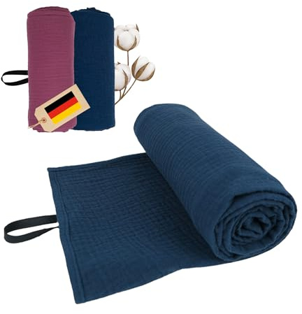 tripmate Reisehandtuch - 100% Baumwolle - Oeko-TEX® - Schnelltrocknend - Leichtes Musselin Handtuch - Hergestellt in der EU - ideal für Strand, Sport, Fitness, Sauna, Camping
