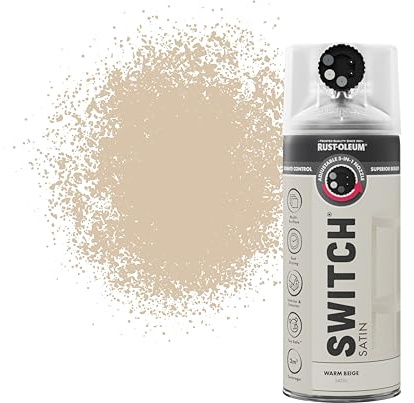 Rust-Oleum Switch 5 in 1 Nozzle Multi Surface Topcoat Decorative Spray Paint Aerosol 400ml Warm Beige Satin Finish