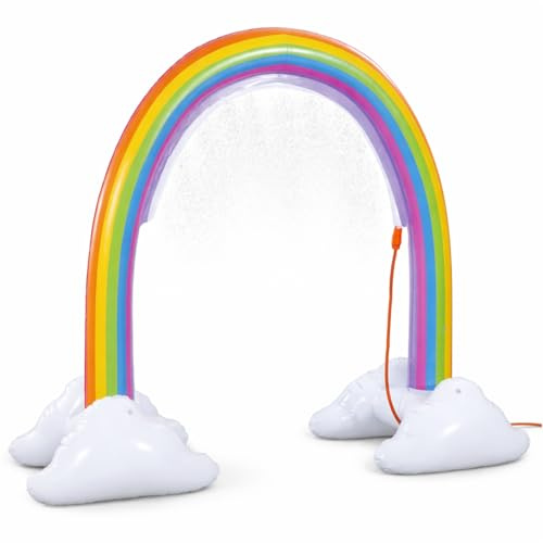 Inflatable Rainbow Sprinkler for Kids - Garden Water Spray Arch Toy - Easy Connect Outdoor Summer Water Play – Colourful Backyard Splash Toy for Children 3+