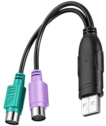 Cobee Aktiver PS2-auf-USB-Adapter, 1 Konverterkabel für Tastatur und Maus | Aktiver Konverter,19 cm Kabellänge, Kompatibel mit alten PS2-Tastaturen und Mäusen, Plug-and-Play für moderne PCs und Laptops