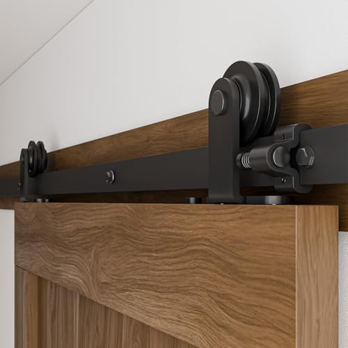 ccjh-T-Classic Stahl Schiebetür Country Barn Interior Tür Hardware – schwarz für 1 Tür, schwarz