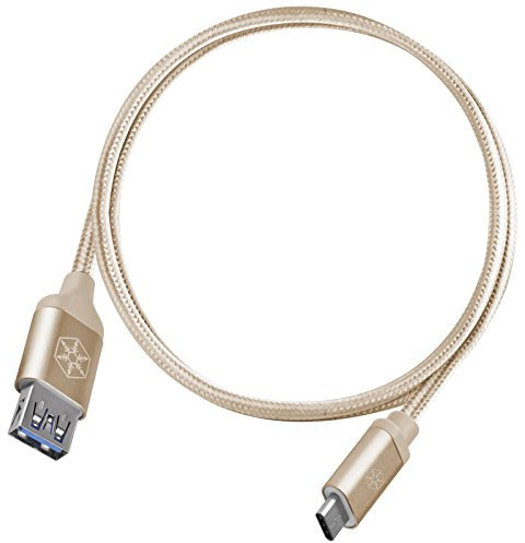 SilverStone SST-CPU05G-500 - Reversible USB Kabel, Typ C auf Typ A, extrem haltbar durch Mantel aus Nylongeflecht, High Speed Aufladung und Datensynchronisierung, 0.5 meter, gold