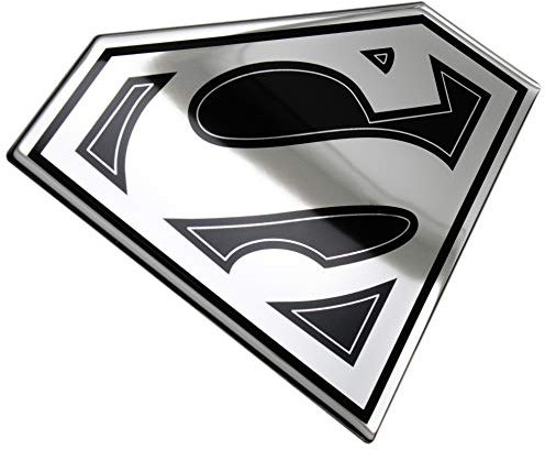 Fan Emblems Superman Logo Auto Aufkleber gewölbt/schwarz/verchromt, DC Comics Automotive Emblem Gilt leicht für Autos, LKW, Motorräder, Laptops, Handys, Windows, Fast Alles