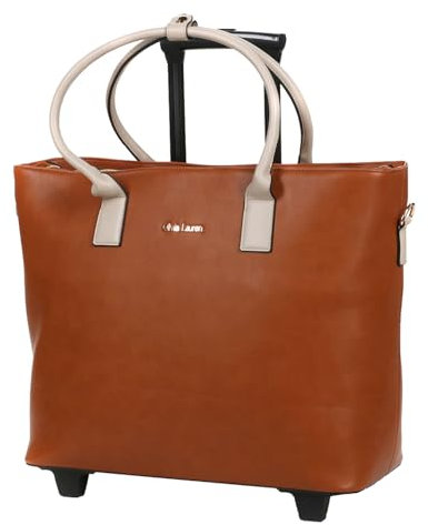 Bowatex Schöne Lehrertasche Trolley, Damen Aktentrolley Tasche Cognac/Braun