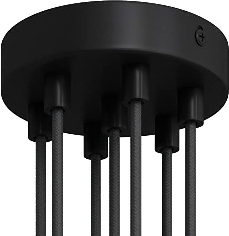 creative cables - Kit Rosace métallique cylindrique à 7 Trous - Cylindrique, Noir