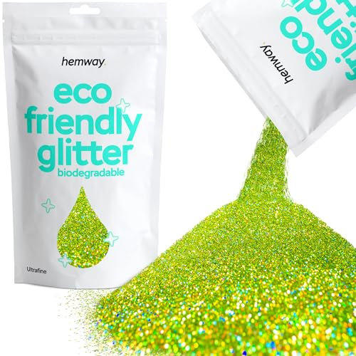 Hemway Eco Friendly Biodegradable Glitter - Lime Green Holographic | 100g Ultrafine Plant-Based Metallic Flakes for Arts & Resin Crafts | Bio Supplies for Festival, Hair, Face, Body & Nail Art