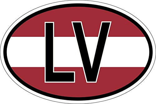 Akachafactory Sticker Aufkleber Nationalitätenkennzeichen Flagge Fahne LV lettland