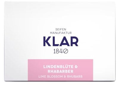 Klar Seifen Pflegeseife Lindenblüte & Rhabarber 135g, palmölfrei, geeignet für empfindliche bis trockene Haut, Seife 11000