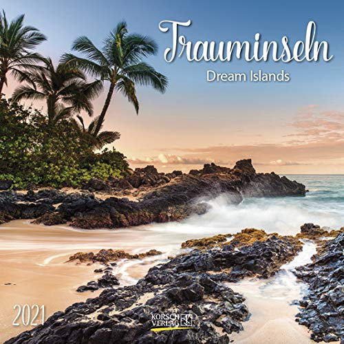 Trauminseln - Broschur Kalender 2021 - Korsch-Verlag - Kalender mit Platz für Eintragungen - offen 29,8 cm x 59,8 cm