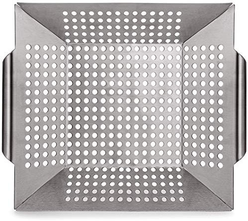 Hedume Robuster Grillkorb, Edelstahl Grillkorb, 30,5 x 30,5 cm großer Grillkorb zum Grillen von Gemüse, Fisch, Fleisch, Kabob, oder Pizza