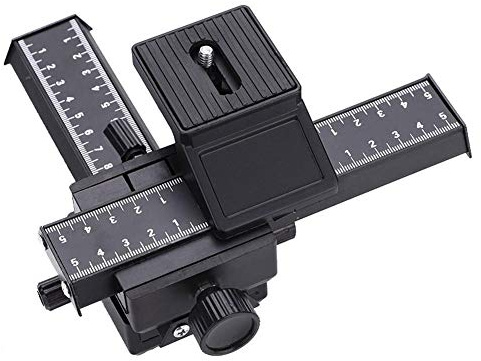 4-Way Macro Focusing Rail Slider, Photography Tripod Head Mount Bracket, 1/4 inch Thread, Camcorder Stabilizer