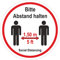 Aufkleber 'Bitte Abstand halten' - Social Distancing Ø 95 mm Hinweisschild Hart-PVC, selbstklebend