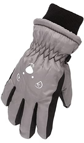 Blingko Skihandschuhe Kinder Handschuhe Wasserdicht Reithandschuhe Mädchen Wasserfest Fahrradhandschuhe Winter für Outdoor Sport 3-7 Jahre Jungen Mädchen, Grau