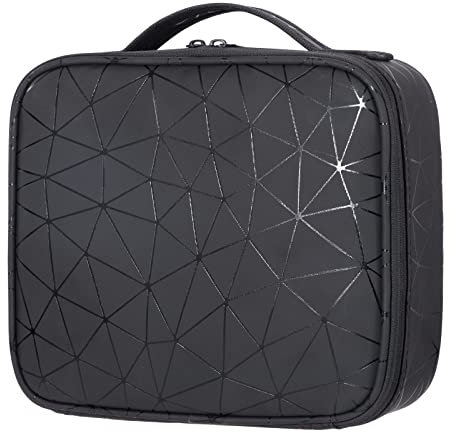 Trousse de maquillage de voyage pour cosmétiques - Boîte de rangement professionnelle pour pinceaux de maquillage - Avec compartiment amovible pour artiste, Noir