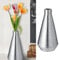 Vase Silber │matt 14 x28x14cm Steinzeug Blumenvase │Blumen Gräser Pflanzen Dekovase (1 x Vase Silber 28cm)