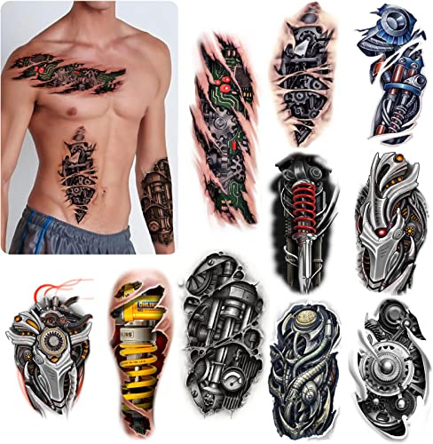 Roarhowl très cool machine 3D Push true and false tattoos, Wound Robot make up Men and Women Temporary Tattoos (Conception 6)